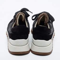 Pre Owned Brunello Cucinelli Black Suede and Leather Low Top Sneakers Size 39.5