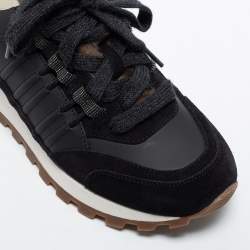Pre Owned Brunello Cucinelli Black Suede and Leather Low Top Sneakers Size 39.5