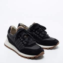 Pre Owned Brunello Cucinelli Black Suede and Leather Low Top Sneakers Size 39.5