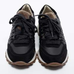 Pre Owned Brunello Cucinelli Black Suede and Leather Low Top Sneakers Size 39.5