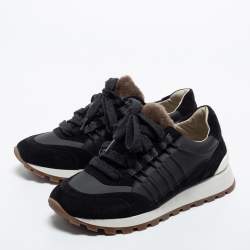 Pre Owned Brunello Cucinelli Black Suede and Leather Low Top Sneakers Size 39.5