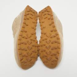 Pre Owned Brunello Cucinelli Beige/Gold Suede And Leather Accents Sneakers Size 39.5