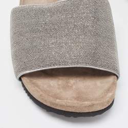 Brunello Cucinelli Grey Beads Monili Slides Size 39