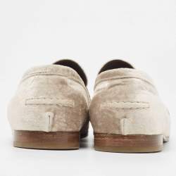 Brunello Cucinelli Metallic Beige Velvet Slip On Loafers Size 40