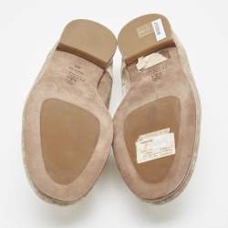 Brunello Cucinelli Metallic Beige Velvet Slip On Loafers Size 40