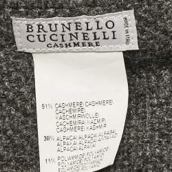 Brunello Cucinelli Brown/Grey Checks Cashmere Blend Scarf 
