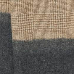 Brunello Cucinelli Brown/Grey Checks Cashmere Blend Scarf 