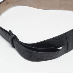 Brunello Cucinelli Black Lizard Embossed Leather Waist Belt M