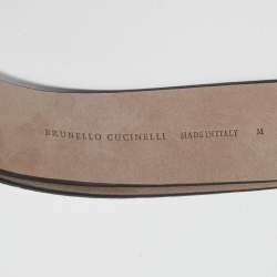 Brunello Cucinelli Black Lizard Embossed Leather Waist Belt M