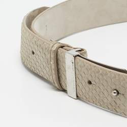 Brunello Cucinelli Light Grey Snakeskin Buckle Belt L