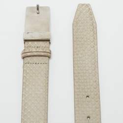Brunello Cucinelli Light Grey Snakeskin Buckle Belt L