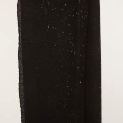 Pre Owned وشاح برونيلو كوتشينيلي أسود مزين بالترتر من الكشمير والحرير بخيوط على شكل ألماسة