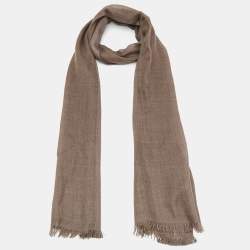 Pre Owned Brunello Cucinelli Brown Cashmere Monili Detail Shawl