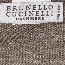 Pre Owned Brunello Cucinelli Brown Cashmere Monili Detail Shawl