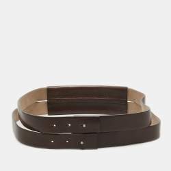 Brunello Cucinelli Dark Brown Leather Double Wrap Waist Belt M