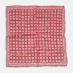 Brunello Cucinelli Red Printed Linen Blend Handkerchief 