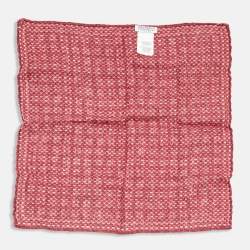 Brunello Cucinelli Red Printed Linen Blend Handkerchief 