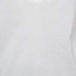 Pre Owned Brunello Cucinelli White Cotton Knit V-Neck Sweatshirt S