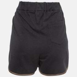 Pre Owned Brunello Cucinelli Grey Embellished Cotton Knit Hot Pants L