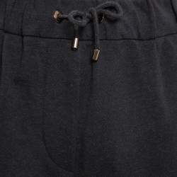 Pre Owned Brunello Cucinelli Grey Embellished Cotton Knit Hot Pants L