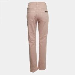 Pre Owned Brunello Cucinelli Pink Denim Straight Leg Mid Rise Jeans Waist 30"