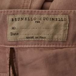 Pre Owned Brunello Cucinelli Pink Denim Straight Leg Mid Rise Jeans Waist 30"