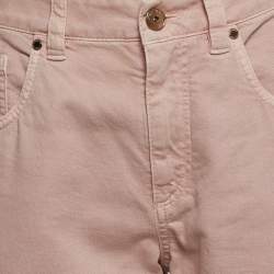 Pre Owned Brunello Cucinelli Pink Denim Straight Leg Mid Rise Jeans Waist 30"