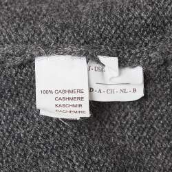 Pre Owned Brunello Cucinelli Grey Rib Knit Cashmere Cardigan XL