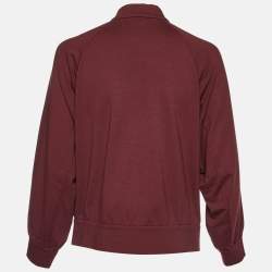 Pre Owned Brunello Cucinelli Burgundy Detailed Pocket Zip-Up Jacket S
