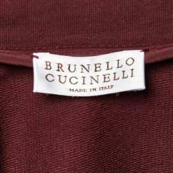 Pre Owned Brunello Cucinelli Burgundy Detailed Pocket Zip-Up Jacket S