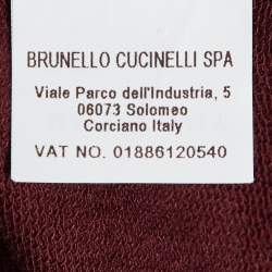 Pre Owned Brunello Cucinelli Burgundy Detailed Pocket Zip-Up Jacket S