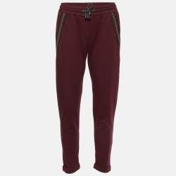 Brunello Cucinelli Burgundy Cotton Knit Pants XS