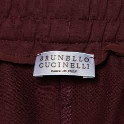 Brunello Cucinelli Burgundy Cotton Knit Pants XS