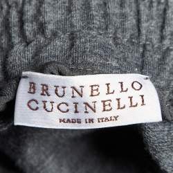 Pre Owned Brunello Cucinelli Grey Cotton Knit Trackpants XS