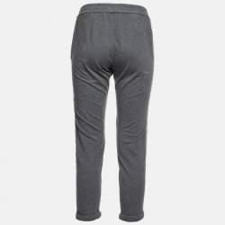 Pre Owned Brunello Cucinelli Grey Cotton Knit Trackpants XS
