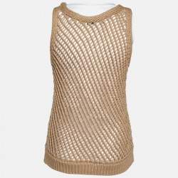 Brunello Cucinelli Brown Cotton Macrame Tank Top M