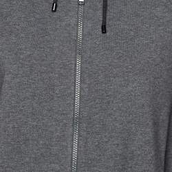 Pre Owned Brunello Cucinelli Grey Cotton Knit Zip-Up Hoodie S