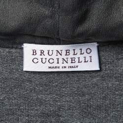 Pre Owned Brunello Cucinelli Grey Cotton Knit Zip-Up Hoodie S
