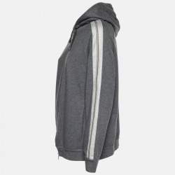 Pre Owned Brunello Cucinelli Grey Cotton Knit Zip-Up Hoodie S