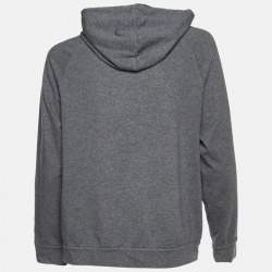Pre Owned Brunello Cucinelli Grey Cotton Knit Zip-Up Hoodie S