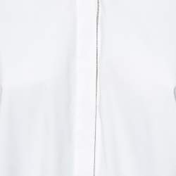 Pre Owned Brunello Cucinelli White Poplin Cotton Shiny Trimmed Shirt M