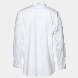 Pre Owned Brunello Cucinelli White Poplin Cotton Shiny Trimmed Shirt M