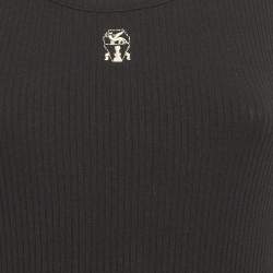 Pre Owned Brunello Cucinelli Black Rib Knit Midi Tank Dress L