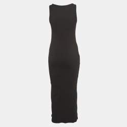 Pre Owned Brunello Cucinelli Black Rib Knit Midi Tank Dress L