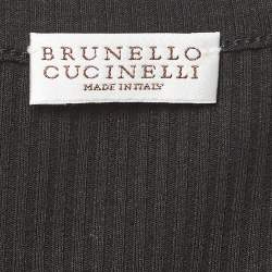 Pre Owned Brunello Cucinelli Black Rib Knit Midi Tank Dress L