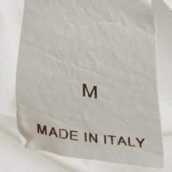 Pre Owned Brunello Cucinelli White Cotton Neck Detail Roll-Up Sleeve Top M