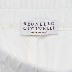 Pre Owned Brunello Cucinelli White Cotton Side Embellished Shorts S