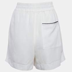 Pre Owned Brunello Cucinelli White Cotton Side Embellished Shorts S