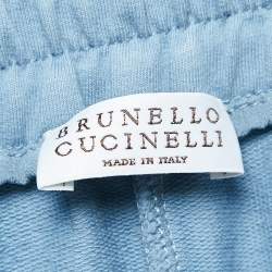 Pre Owned Brunello Cucinelli Blue Cotton Drawstring Sweatpants S