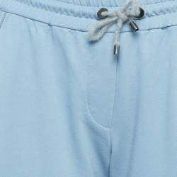 Pre Owned Brunello Cucinelli Blue Cotton Drawstring Sweatpants S